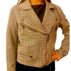 BLANK NYC Plaid Moto Zippered Jacket, size Small